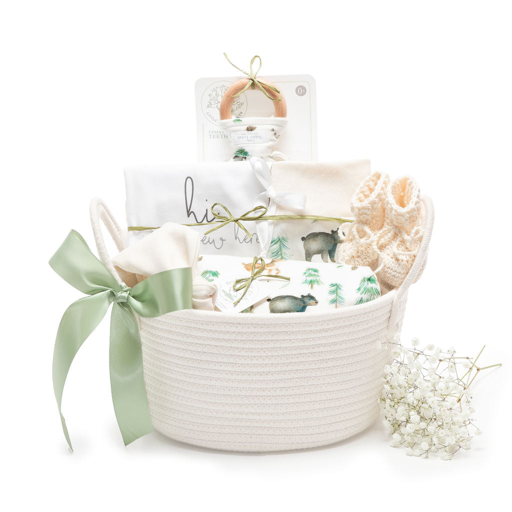 Woodland Friends | Organic Baby Gift Basket 7pcs| Gender Neutral ...