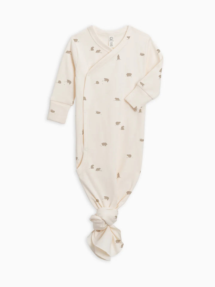 Playful Bears Kimono Gown | Organic Knot Gown | Gender-Neutral