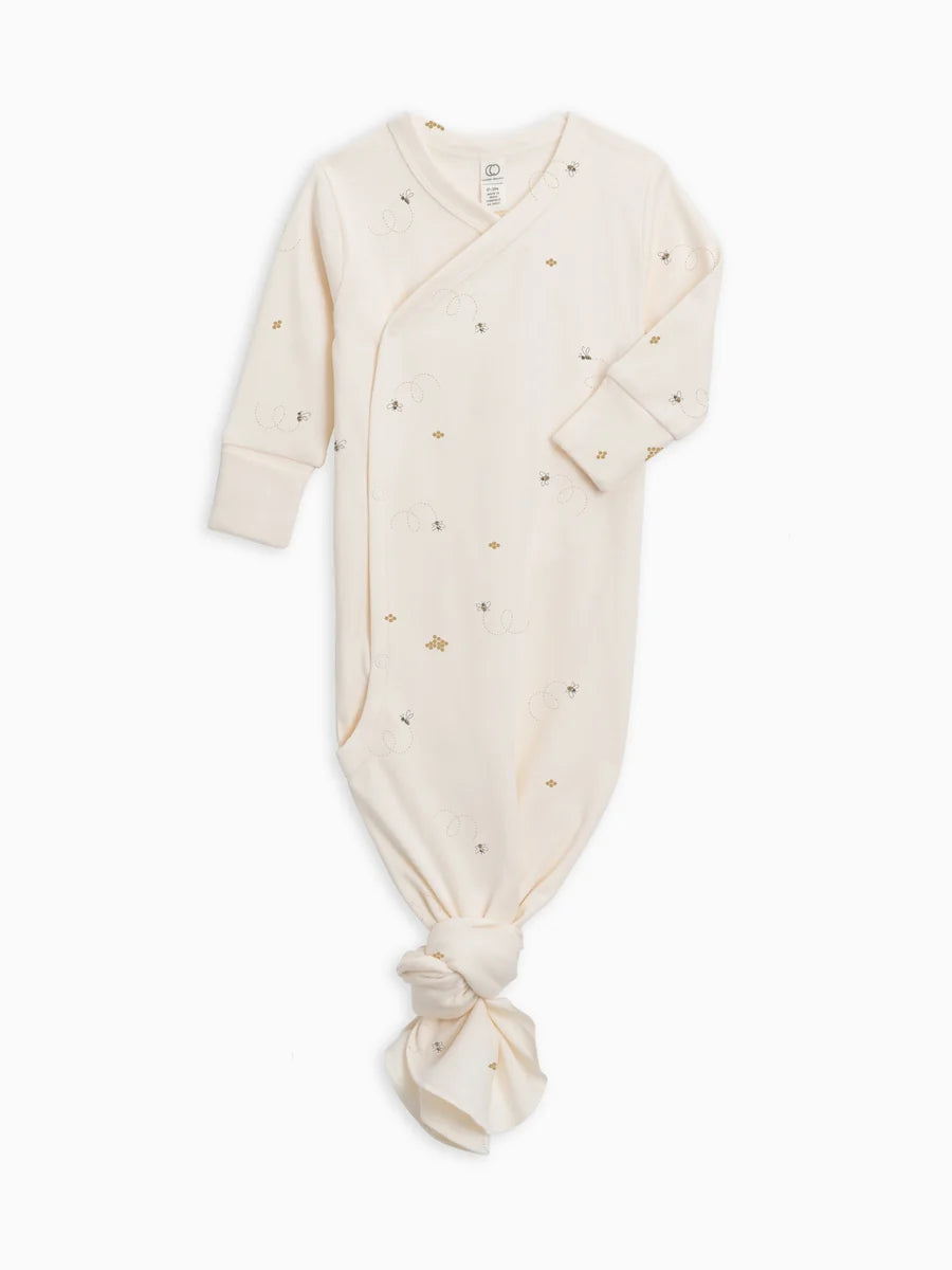 Bumble Bees Kimono Gown | Organic Knot Gown | Gender-Neutral