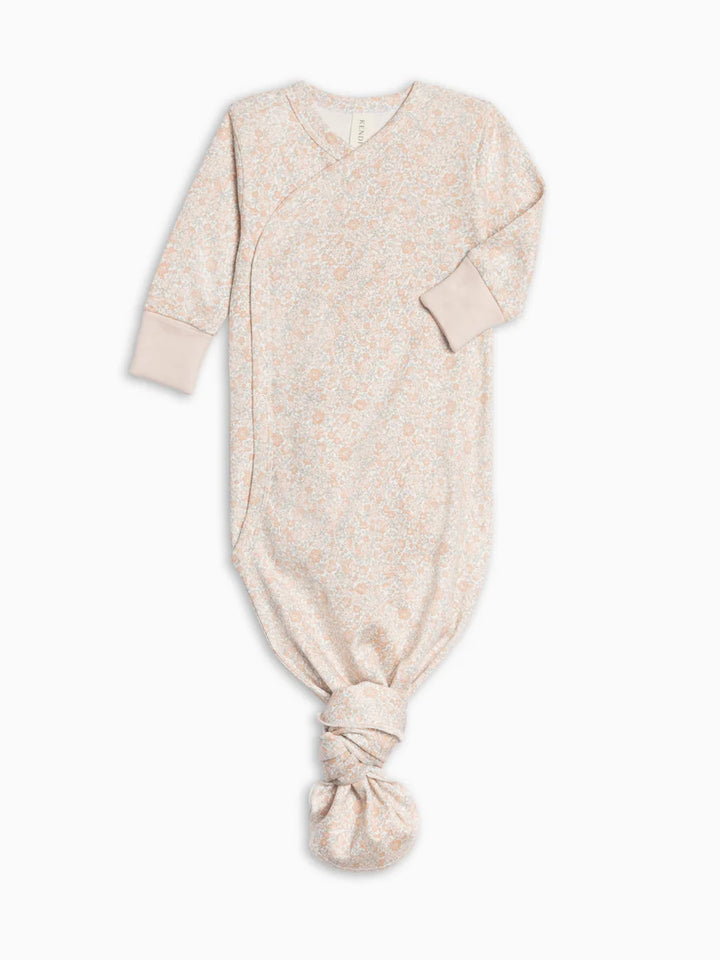 Floral/Shell Pink Gown | Organic Knot Gown | Baby Girl