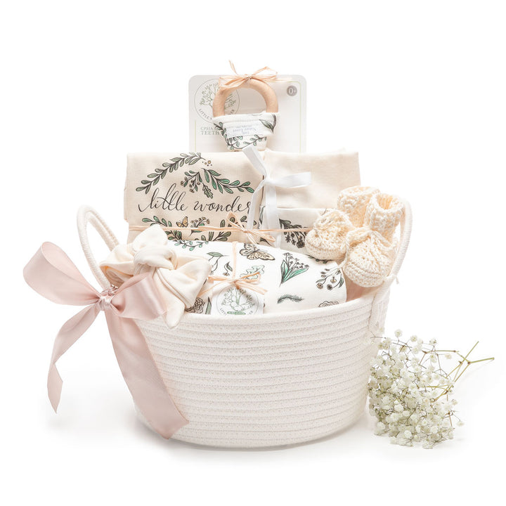 Spring Forest | Organic Baby Gift Basket 7pcs | Baby Girl