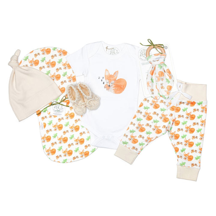 Sleepy Fox | Organic Baby Gift Basket 7pcs | Gender Neutral