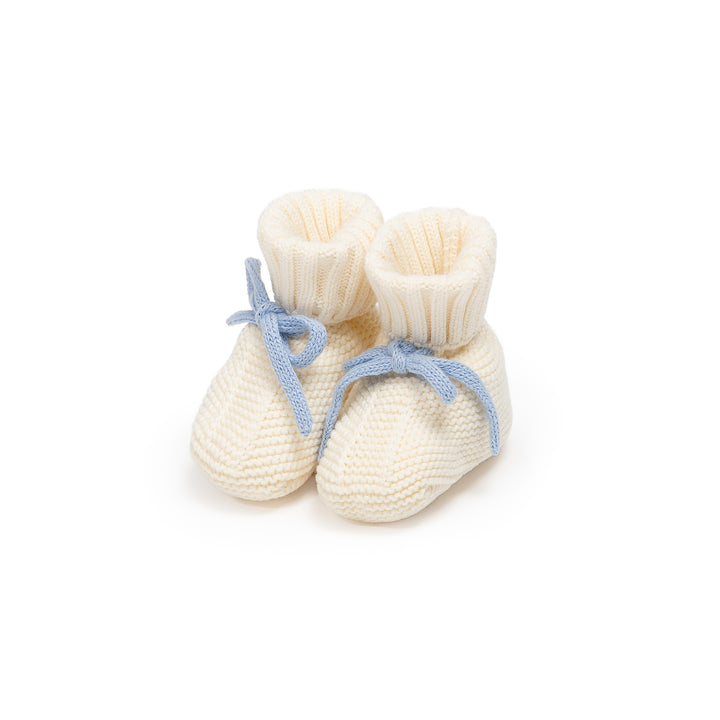 Organic "Stay on Booties" | Handmade | Sky Blue Ties