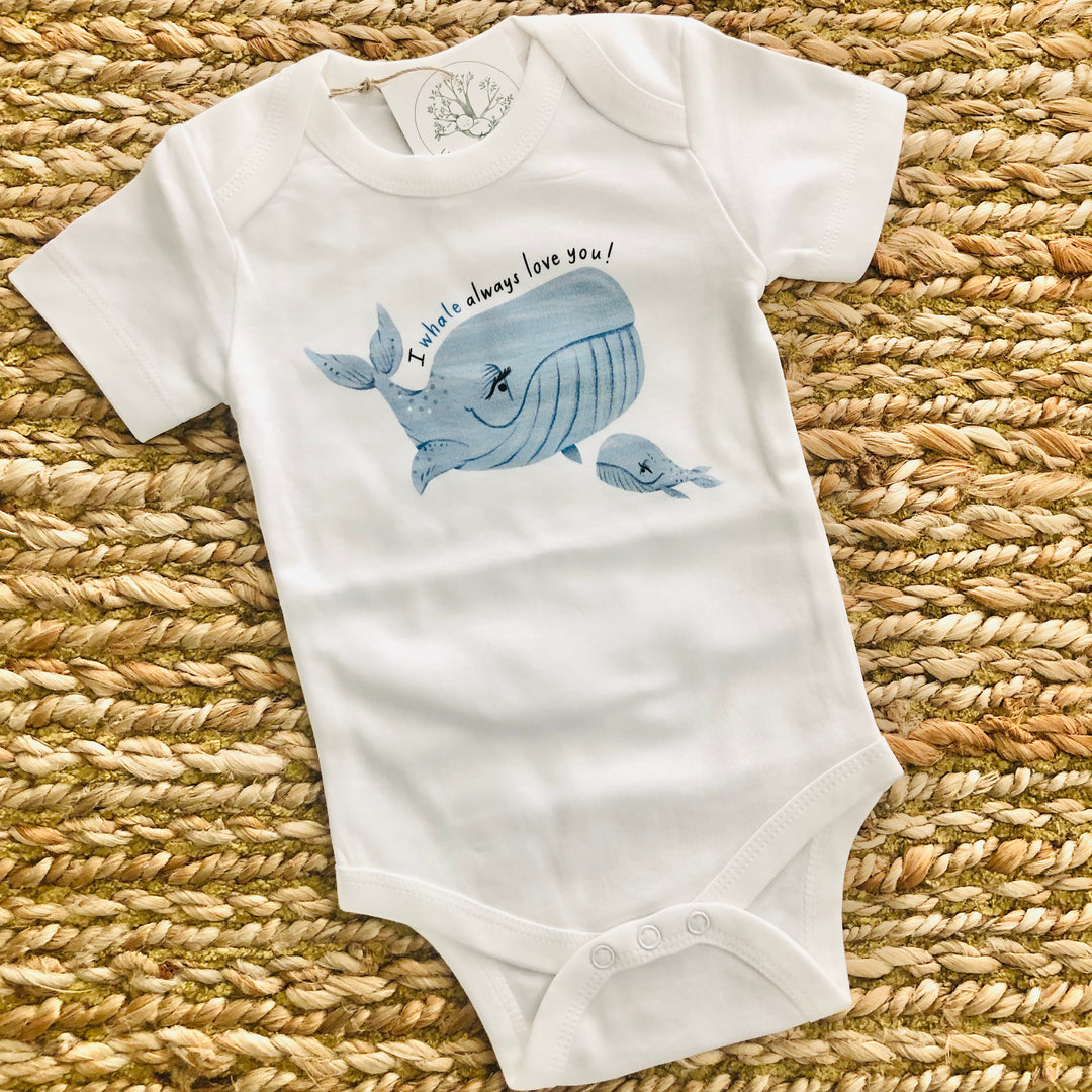 I Whale Always Love You! Watercolor Whales | Organic Bodysuit | Short Sleeve