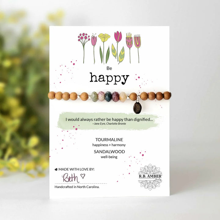 Tourmaline | "Be Happy" Gemstone Bracelet | Handmade