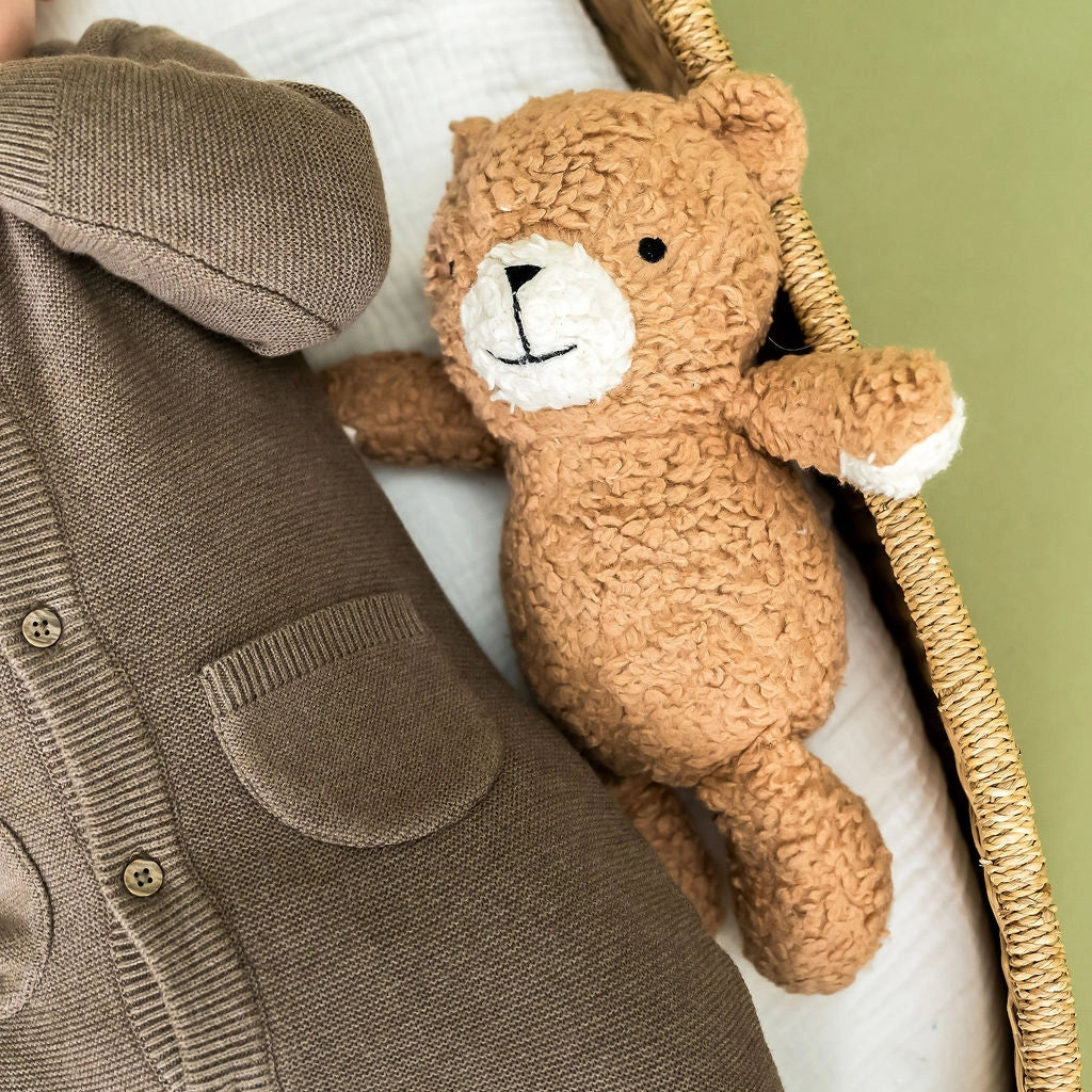 Peanut Lil Bear Sherpa Knit Stuffed Soft Toy Organic | Handmade