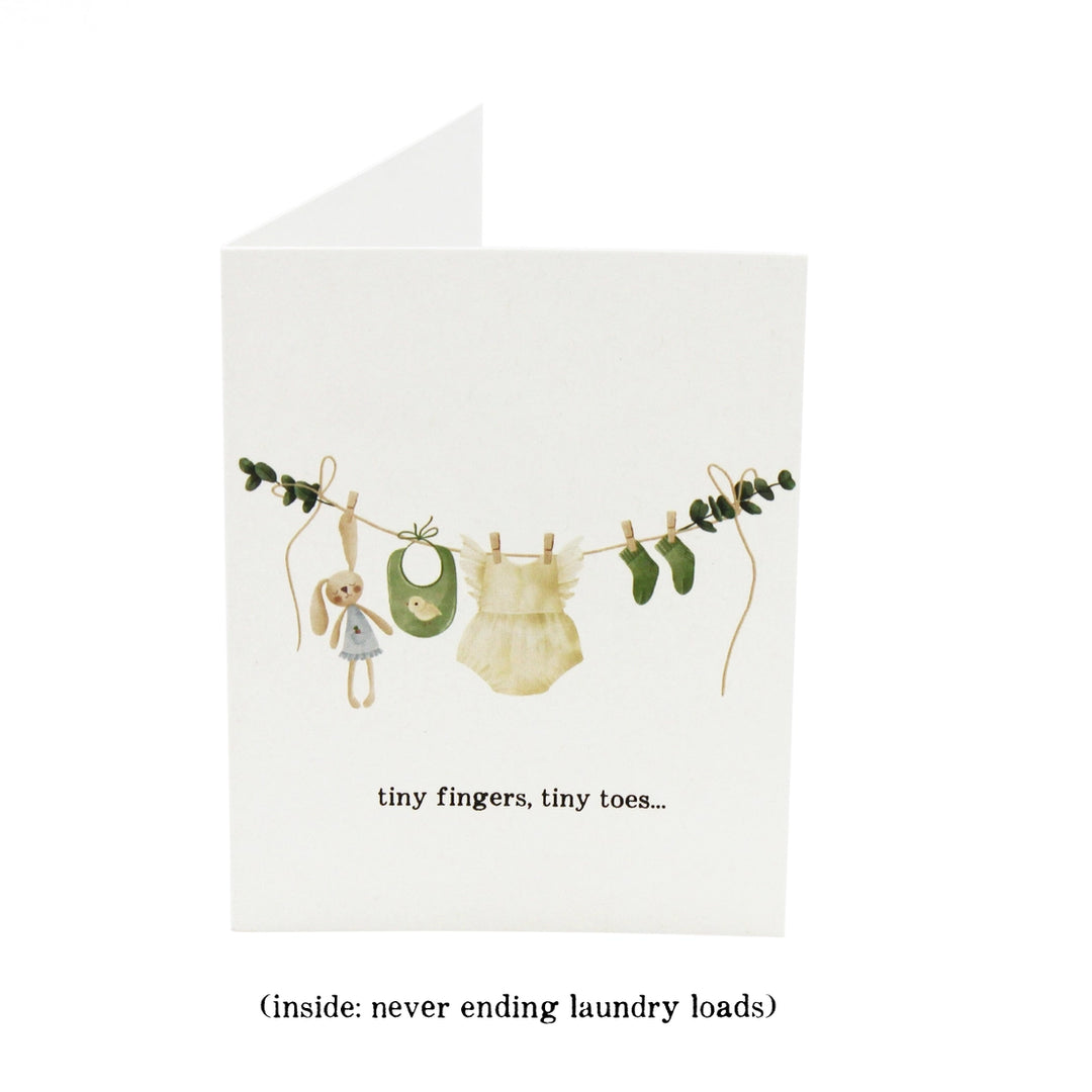 Laundry: tiny fingers, tiny toes Greeting Card