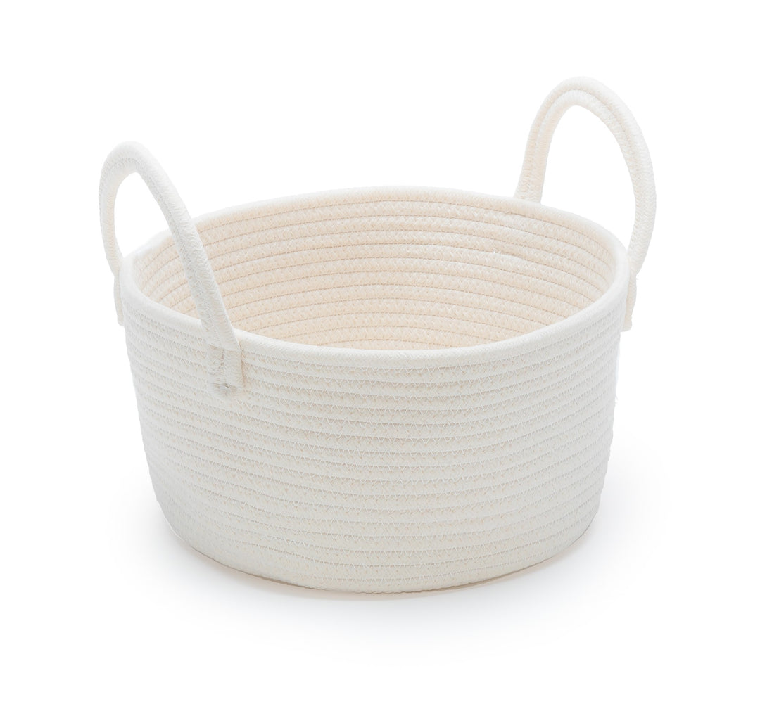 Nursery Storage | Medium Cotton Basket White with Handles