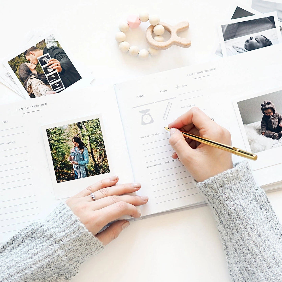 Little One Baby Journal, Baby Shower Gift, Keepsake Book White