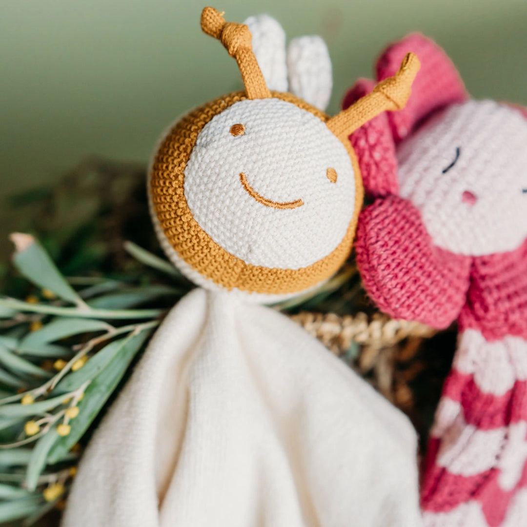 Bumble Bee | Organic Baby Lovey Security Blanket Cuddle Cloth | Handmade