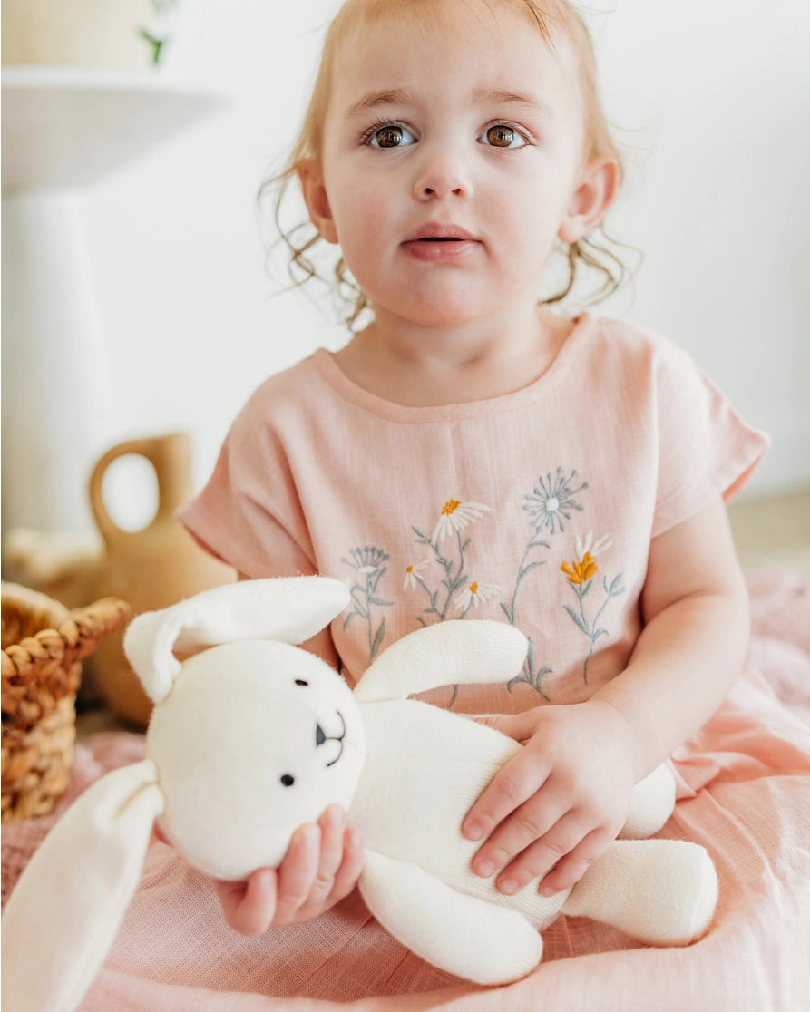 Jojo Lil Bunny Organic Knit Stuffed Animal Soft Baby Toy | Handmade