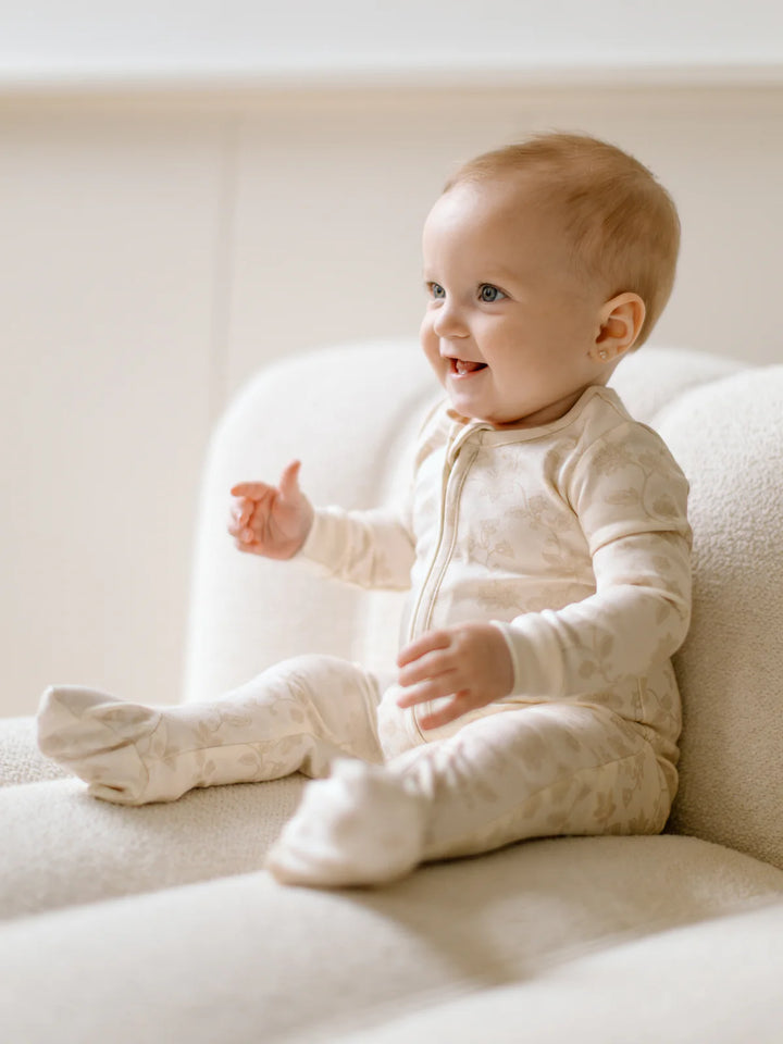 Floral Beige | Organic Pajama | Baby Girl