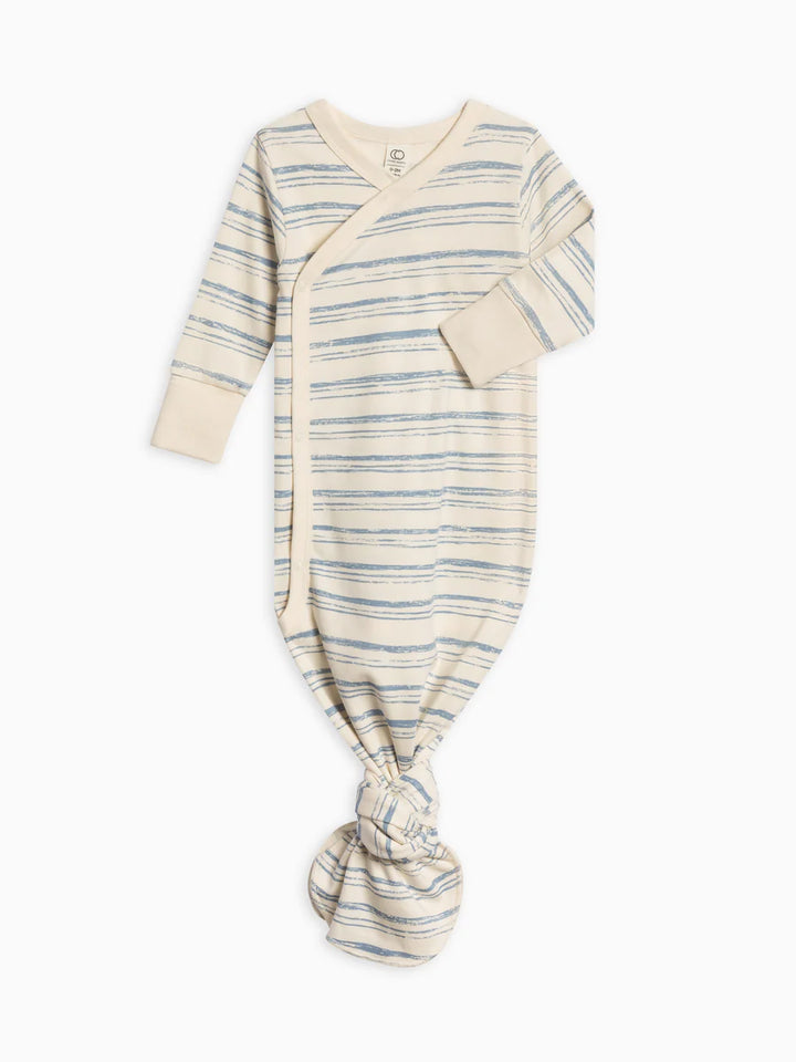 Blue Stripes Kimono Gown | Organic Knot Gown | Baby Boy