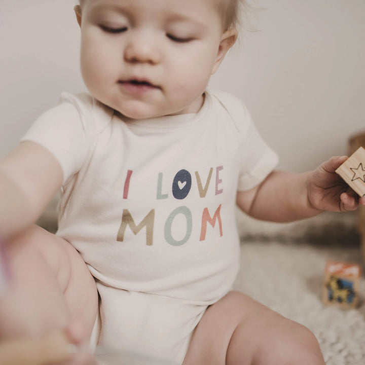 I Love Mom | Organic Bodysuit | Short Sleeve (Gender-Neutral)