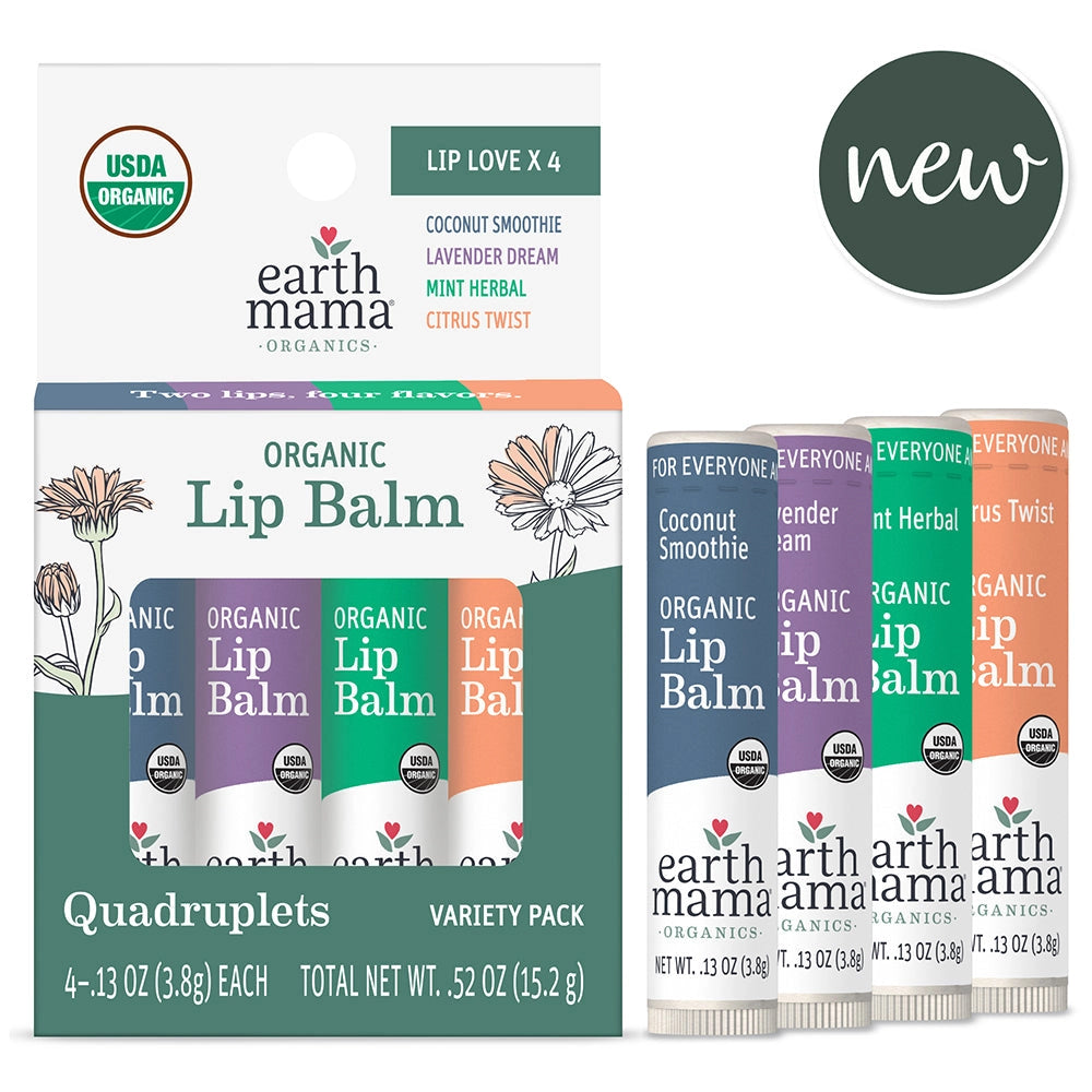 Earth Mama Organic Lip Balm Quadruplets | Made in the USA