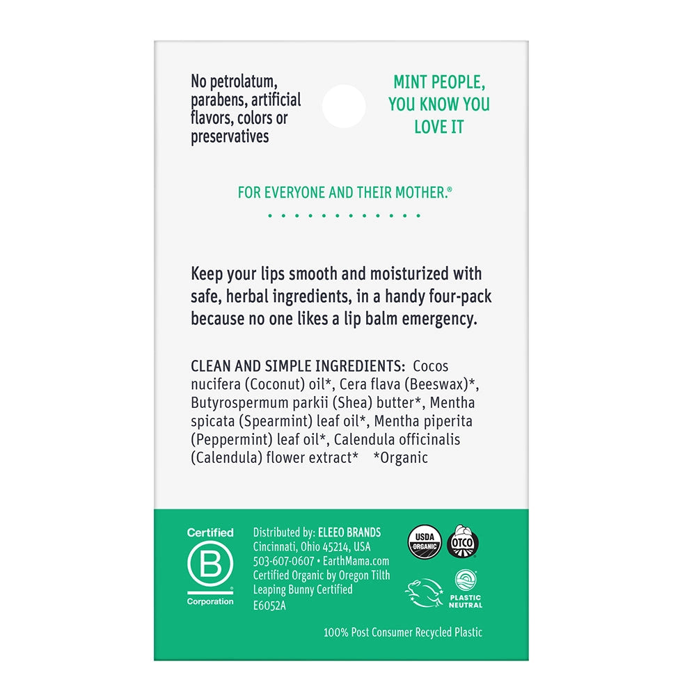 Earth Mama Organic Lip Balm Quadruplets | Made in the USA