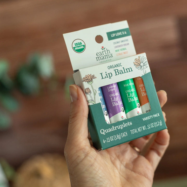 Earth Mama Organic Lip Balm Quadruplets | Made in the USA