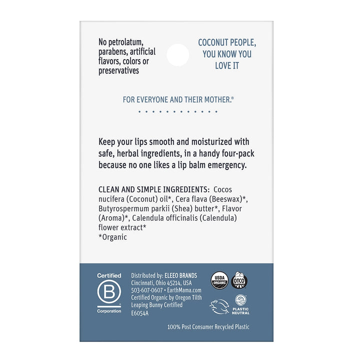 Earth Mama Organic Lip Balm Quadruplets | Made in the USA