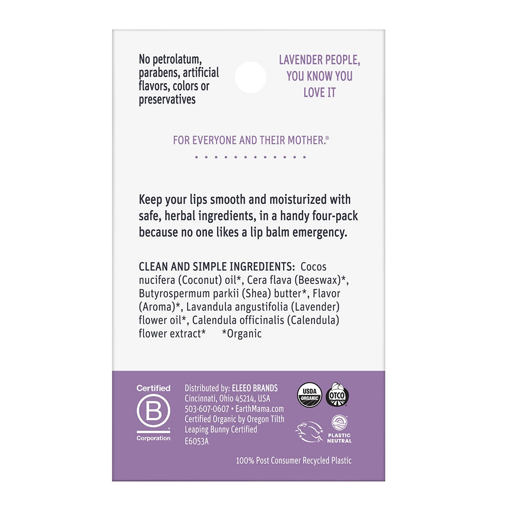 Earth Mama Organic Lip Balm Quadruplets | Made in the USA