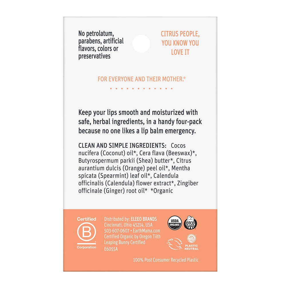 Earth Mama Organic Lip Balm Quadruplets | Made in the USA