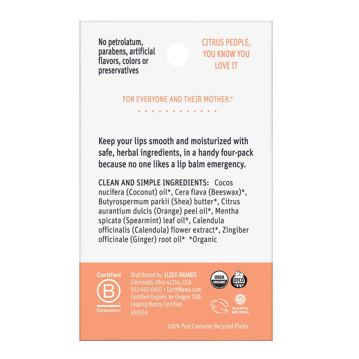 Earth Mama Organic Lip Balm Quadruplets | Made in the USA