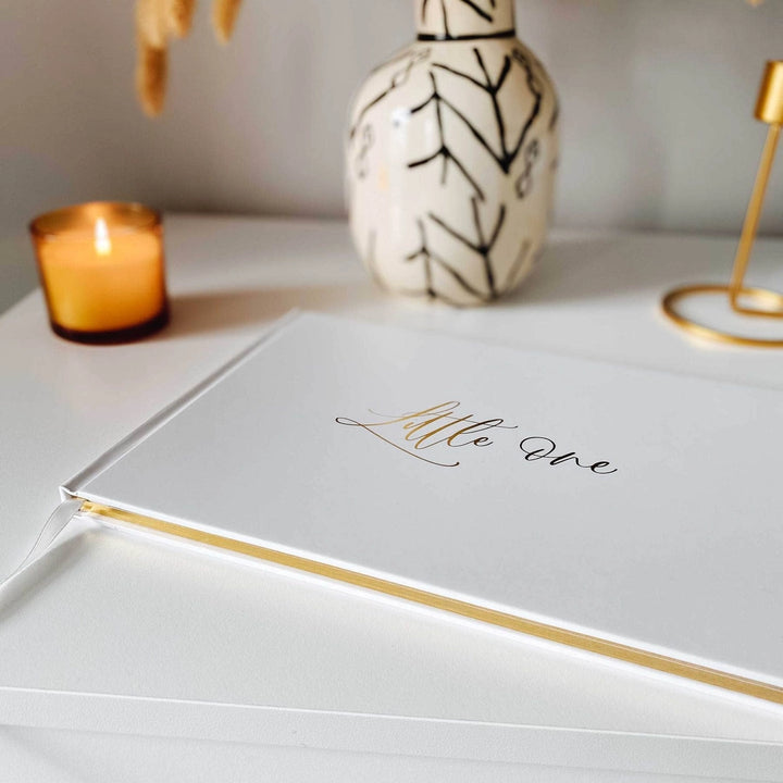 Little One Baby Journal, Baby Shower Gift, Keepsake Book White