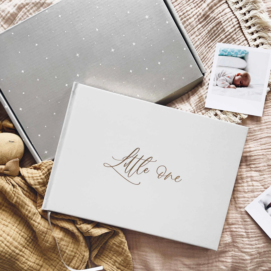 Little One Baby Journal, Baby Shower Gift, Keepsake Book White