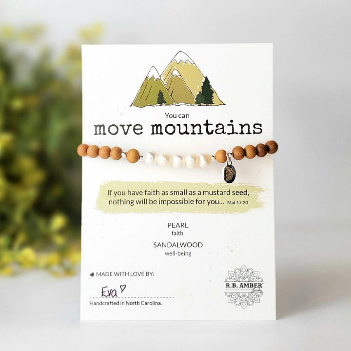 Freshwater Pearl | "You Can Move Mountains" Gemstone Bracelet | Handmade