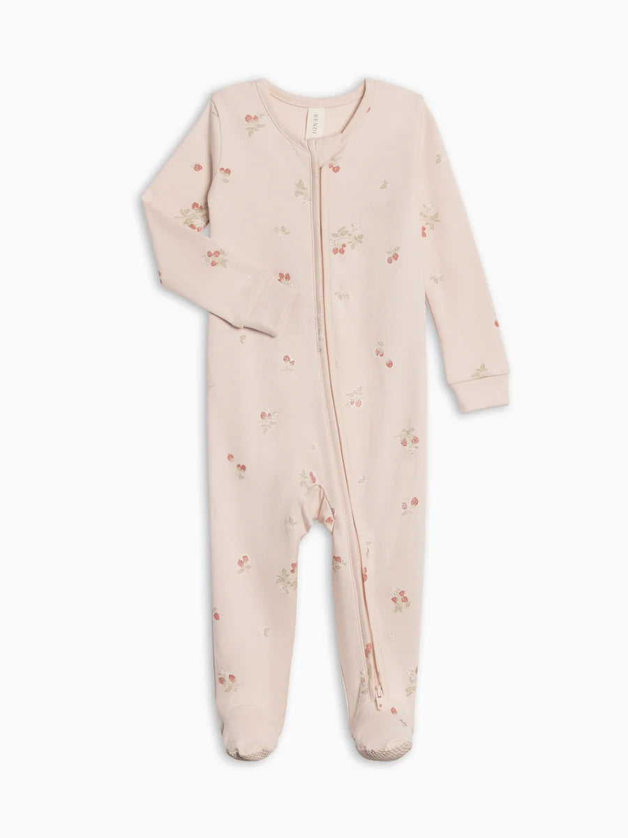 Raspberries/Shell Pink | Organic Pajama | Baby Girl