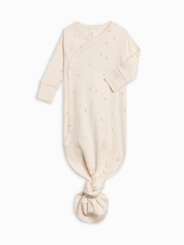 Sailboats Kimono Gown | Organic Knot Gown | Baby Boy