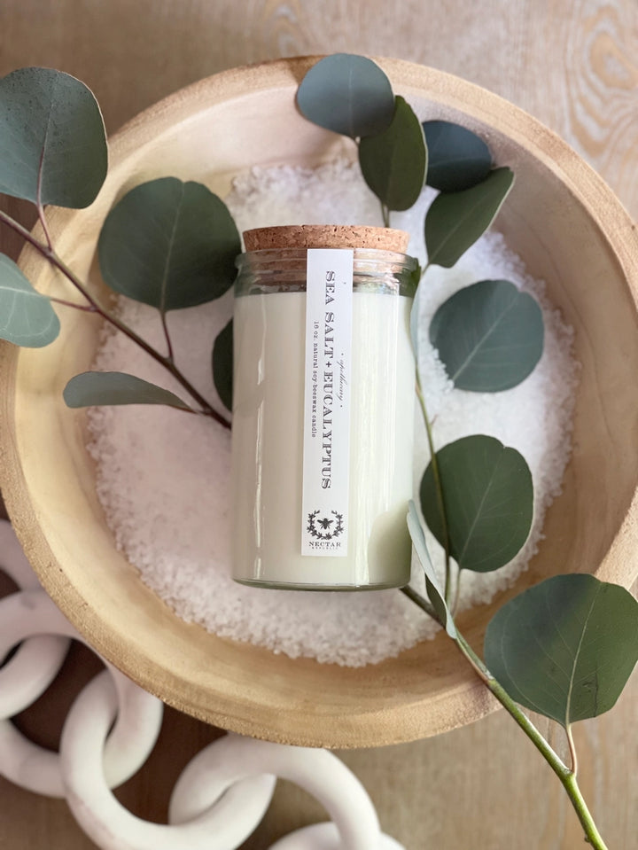 Sea Salt + Eucalyptus | Apothecary Candle (Restoring)| Tin Soy Candle | Handmade in USA