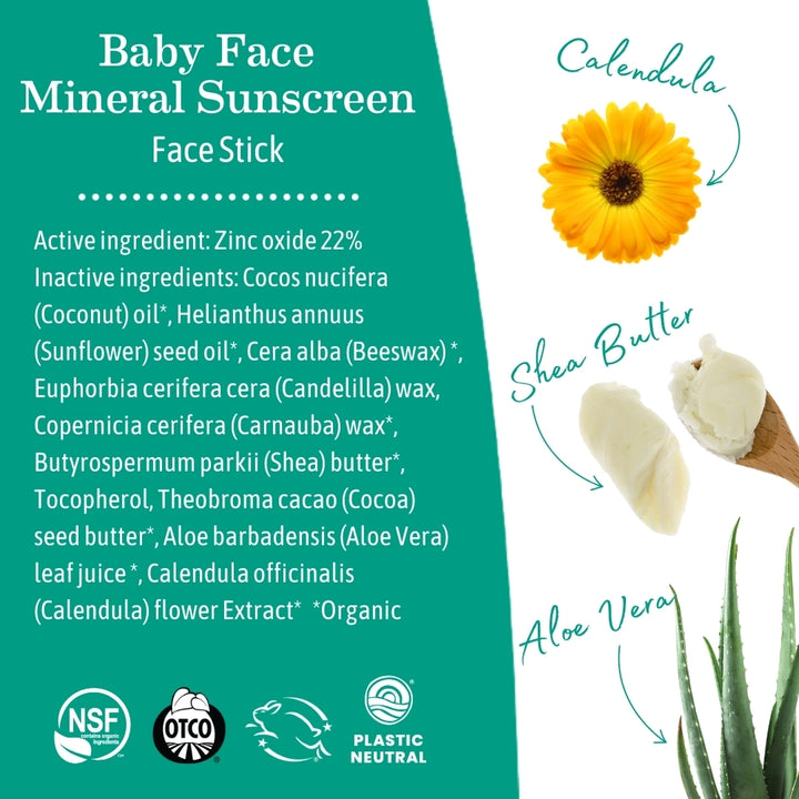 Baby Face Mineral Sunscreen Face Stick - Spf 40 | Made in the USA