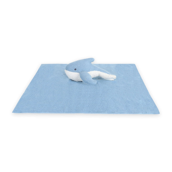 Blue Whale | Organic Baby Lovey Security Blanket Cuddle Cloth | Handmade