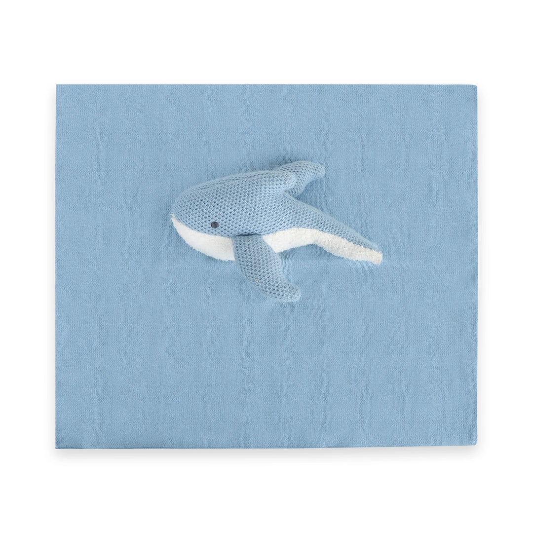 Blue Whale | Organic Baby Lovey Security Blanket Cuddle Cloth | Handmade