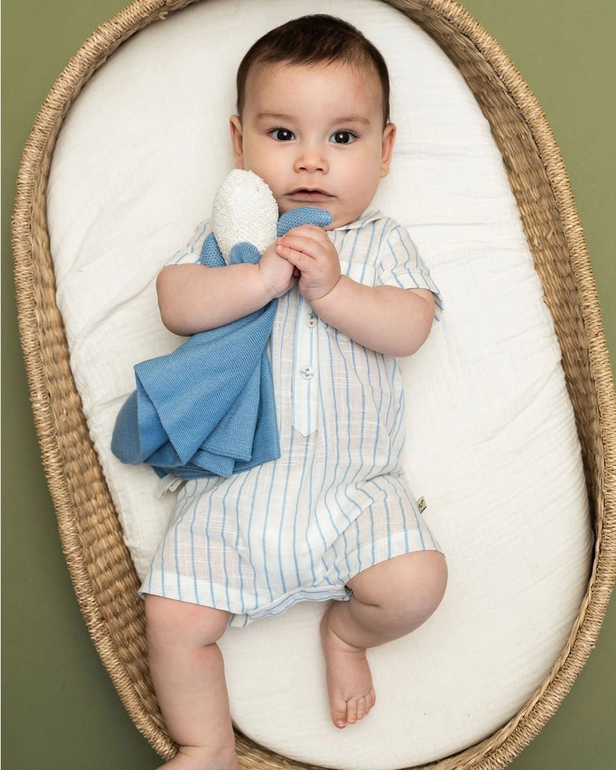 Blue Whale | Organic Baby Lovey Security Blanket Cuddle Cloth | Handmade