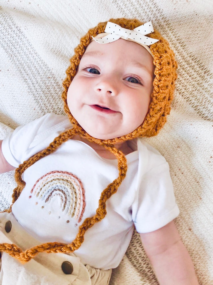 Embroidered Neutral Rainbow | Organic Natural Bodysuit