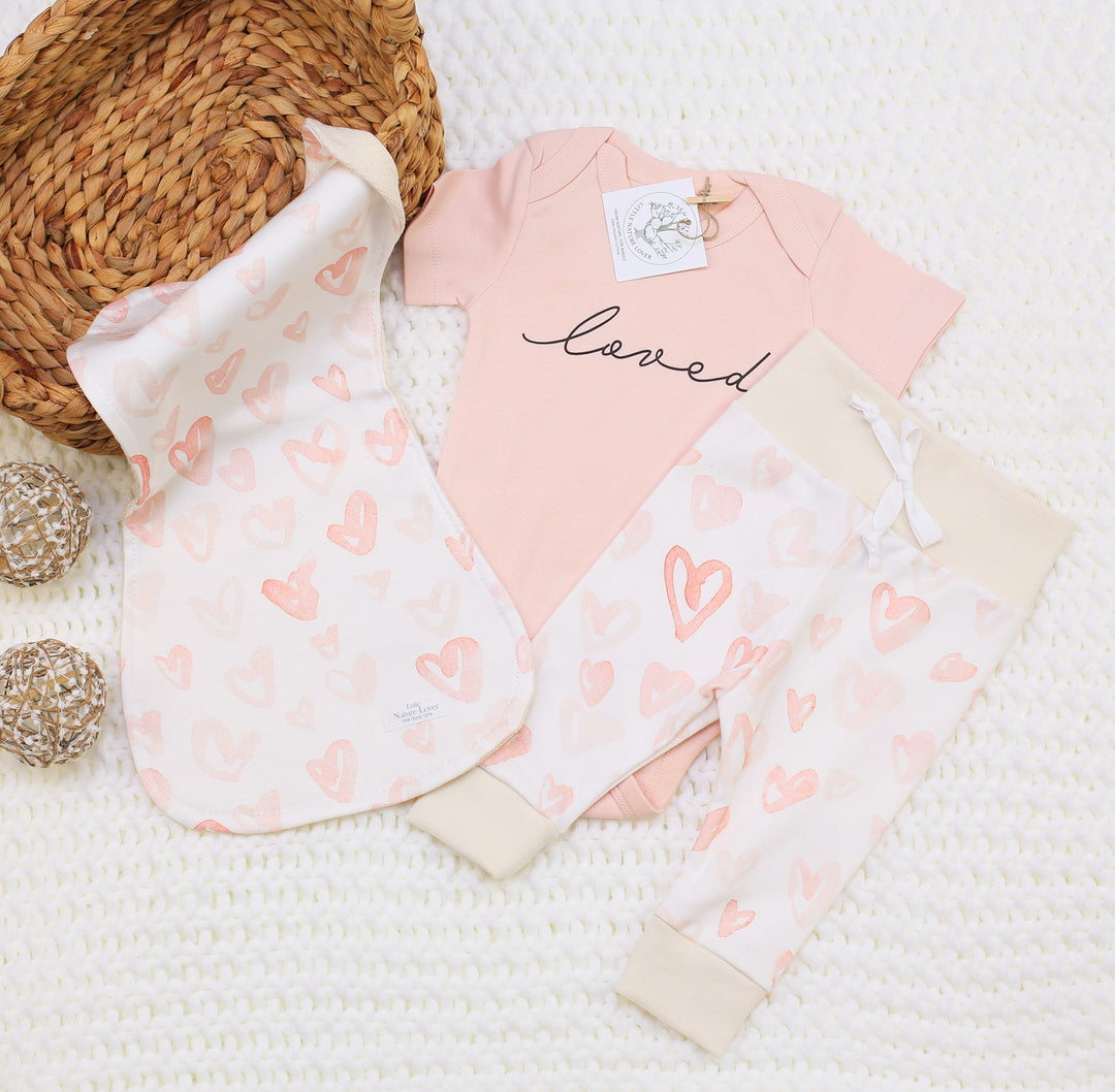 Watercolor Heart | Organic Baby Girl Gift Basket