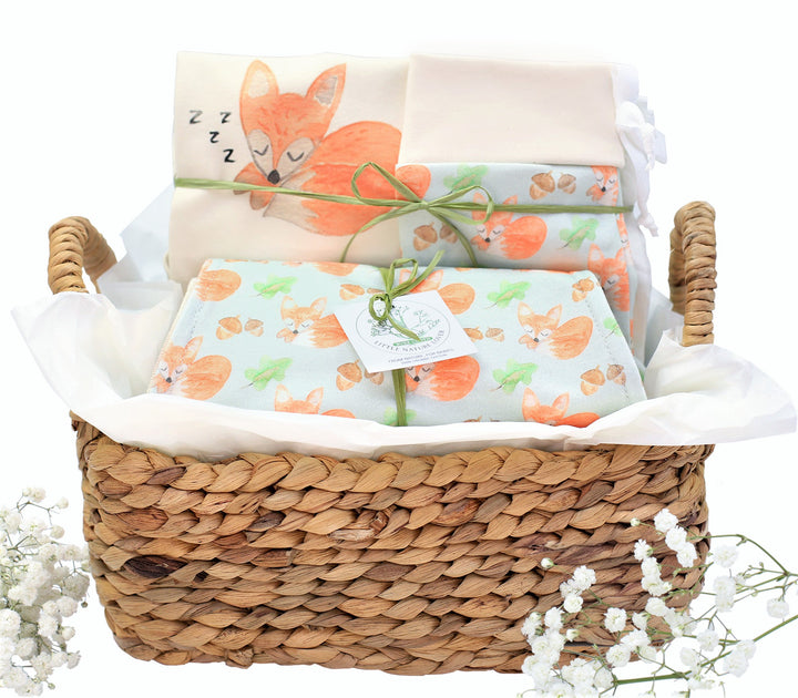 Sleepy Fox | Organic Baby Gift Basket | Gender Neutral