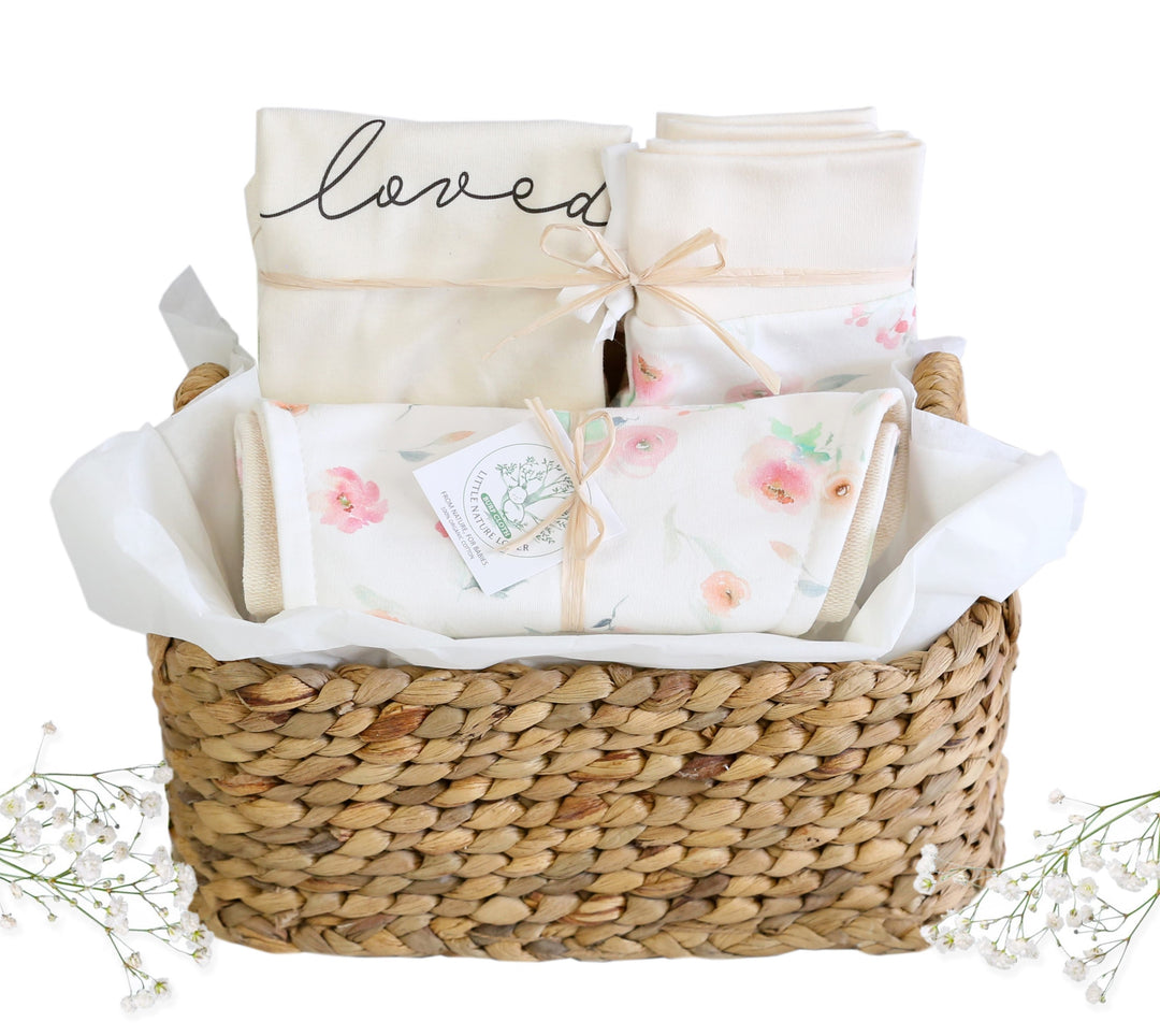Watercolor Floral | Organic Baby Girl Gift Basket