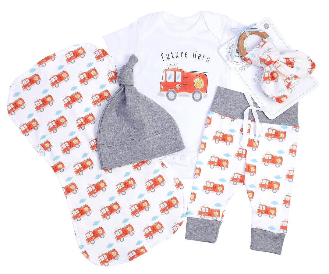 Fire Truck | Organic Baby Gift Basket | Baby Boy