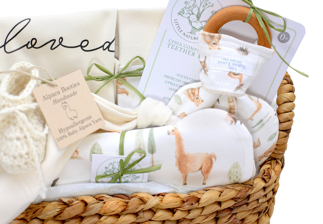 Llama & Friends | Organic Baby Gift Basket | Gender Neutral