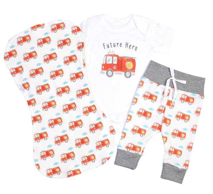 Fire Truck | Organic Baby Gift Basket | Baby Boy